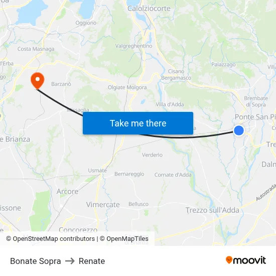 Bonate Sopra to Renate map