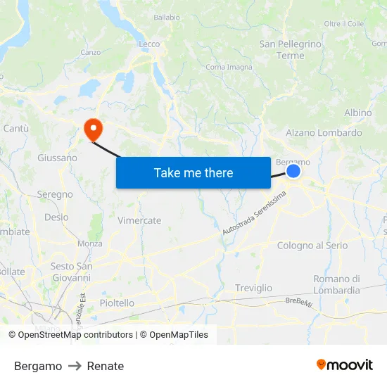 Bergamo to Renate map
