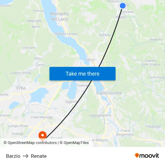 Barzio to Renate map