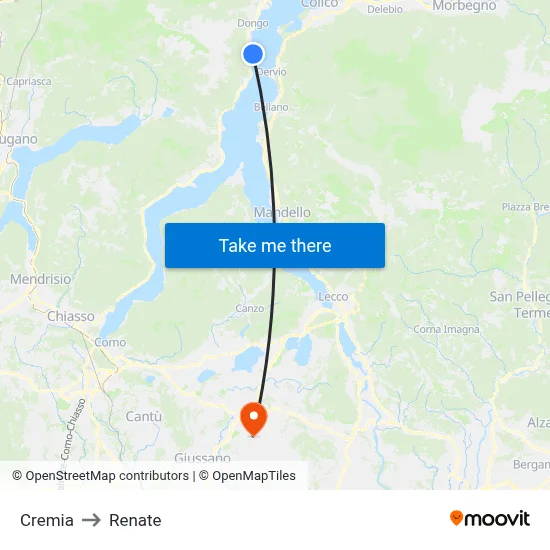 Cremia to Renate map