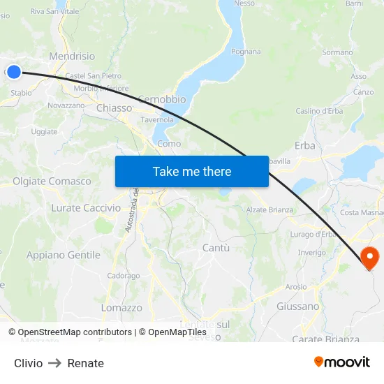 Clivio to Renate map