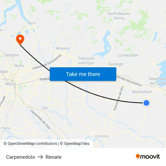 Carpenedolo to Renate map