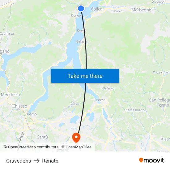 Gravedona to Renate map