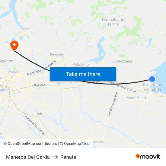 Manerba Del Garda to Renate map