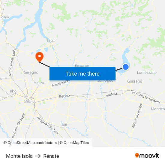 Monte Isola to Renate map