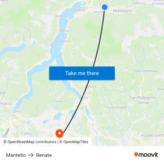 Mantello to Renate map