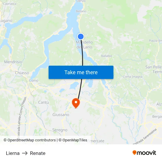 Lierna to Renate map