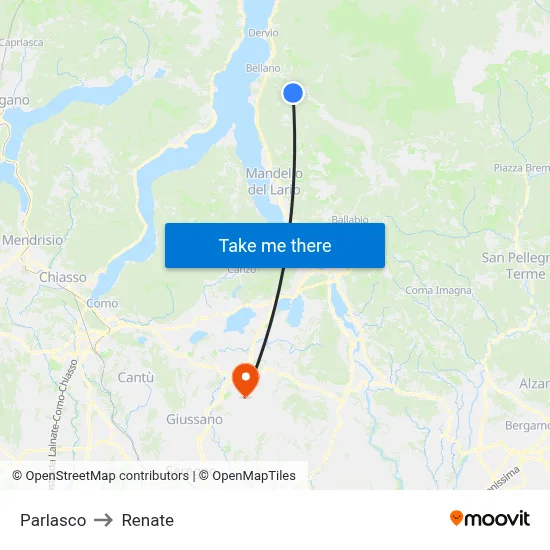 Parlasco to Renate map