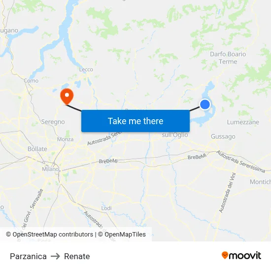 Parzanica to Renate map