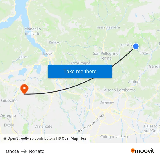 Oneta to Renate map