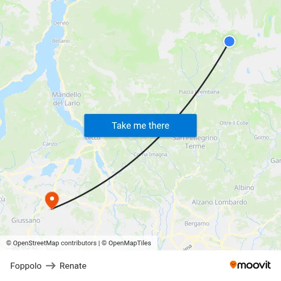 Foppolo to Renate map
