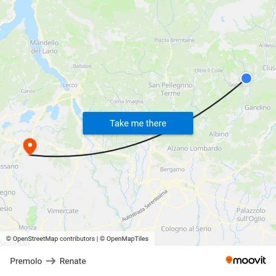 Premolo to Renate map