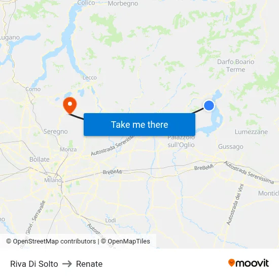 Riva Di Solto to Renate map