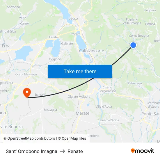 Sant' Omobono Imagna to Renate map