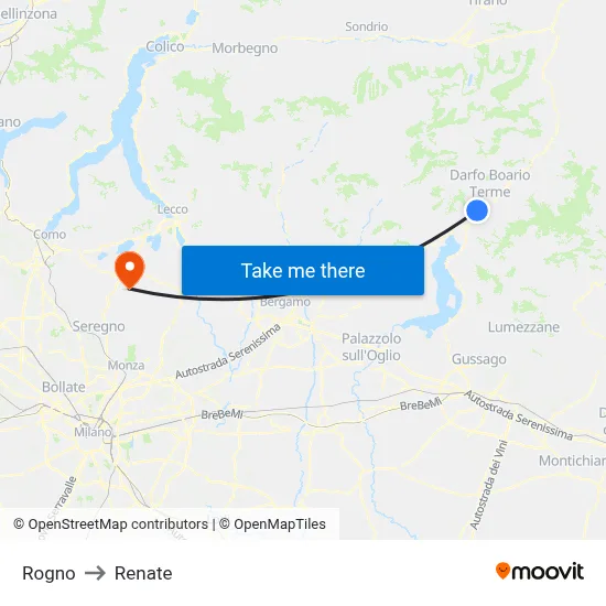 Rogno to Renate map