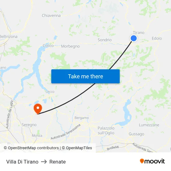 Villa Di Tirano to Renate map