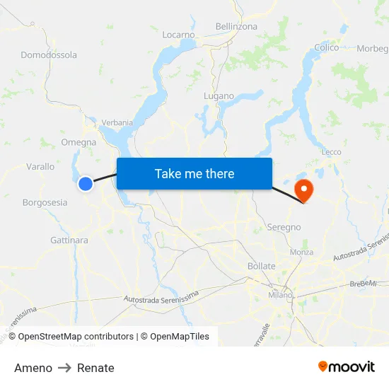 Ameno to Renate map