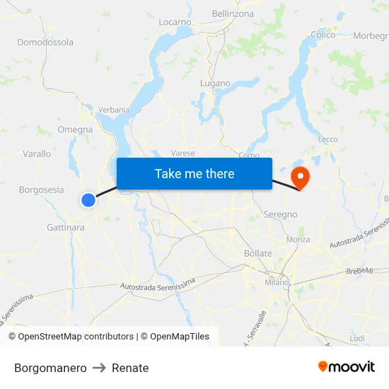 Borgomanero to Renate map