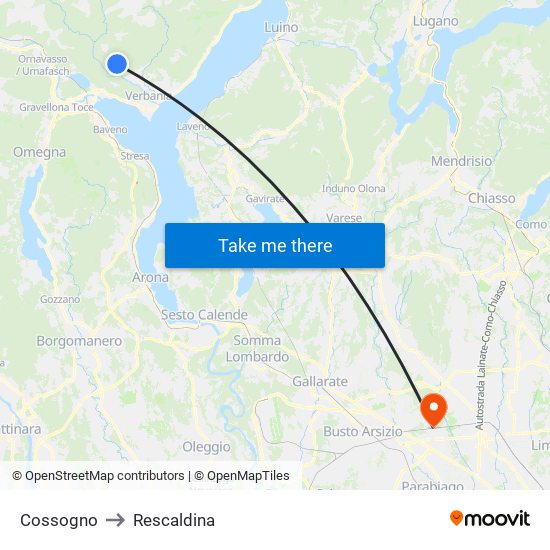 Cossogno to Rescaldina map