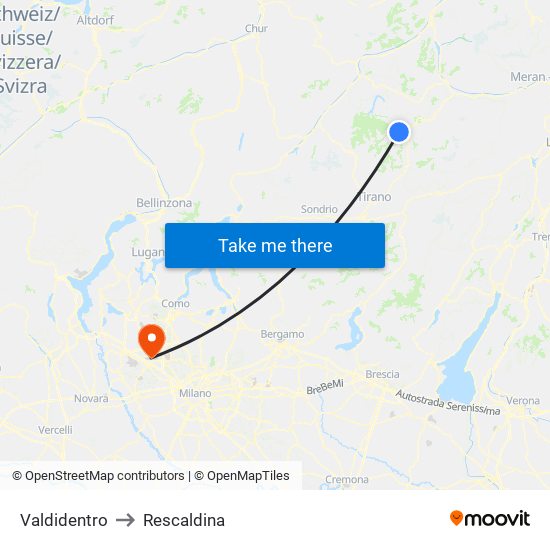 Valdidentro to Rescaldina map