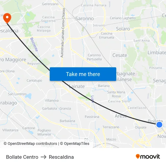 Bollate Centro to Rescaldina map