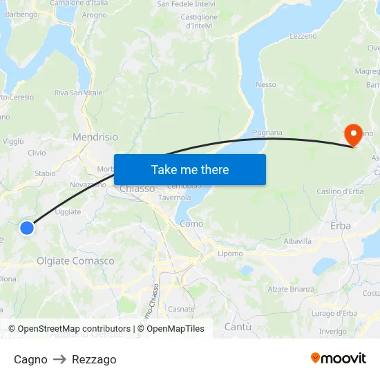 Cagno to Rezzago map