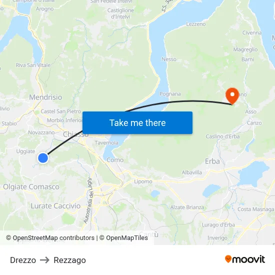 Drezzo to Rezzago map
