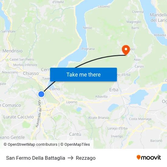 San Fermo Della Battaglia to Rezzago map
