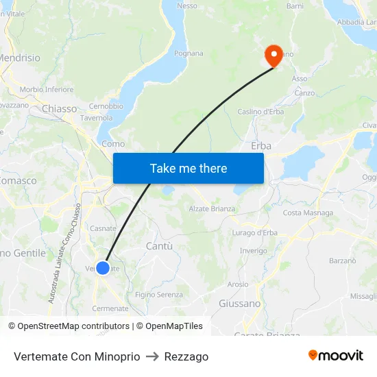 Vertemate Con Minoprio to Rezzago map