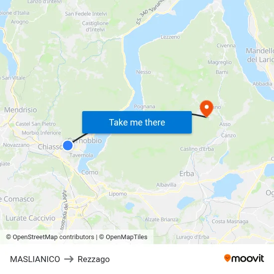 Maslianico to Rezzago map