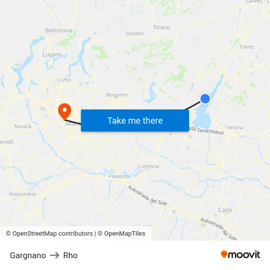 Gargnano to Rho map