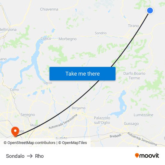 Sondalo to Rho map