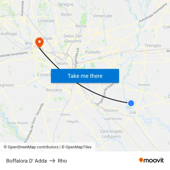 Boffalora D'Adda to Rho map