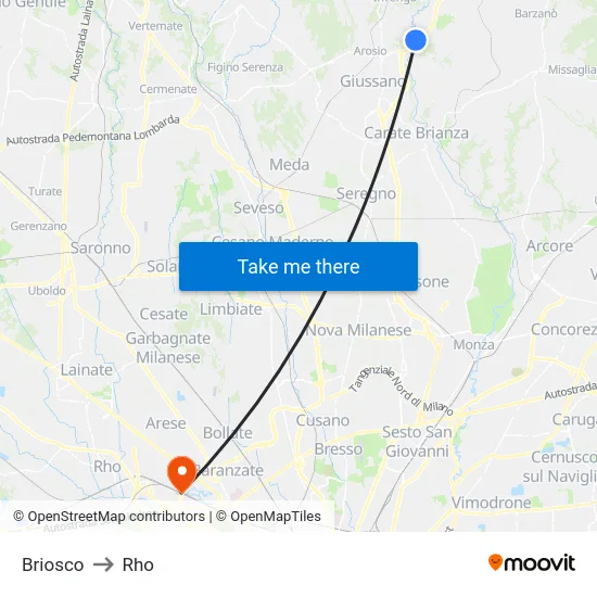 Briosco to Rho map