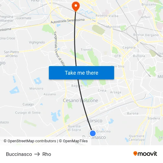 Buccinasco to Rho map