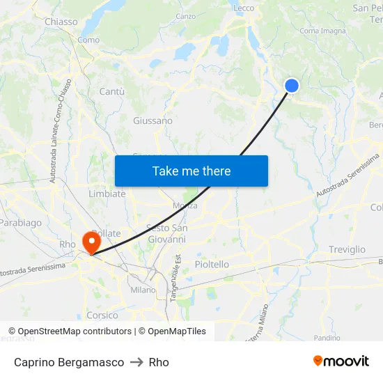 Caprino Bergamasco to Rho map
