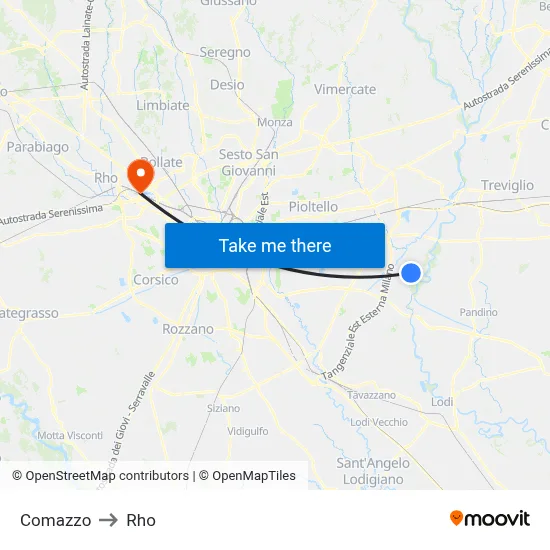 Comazzo to Rho map