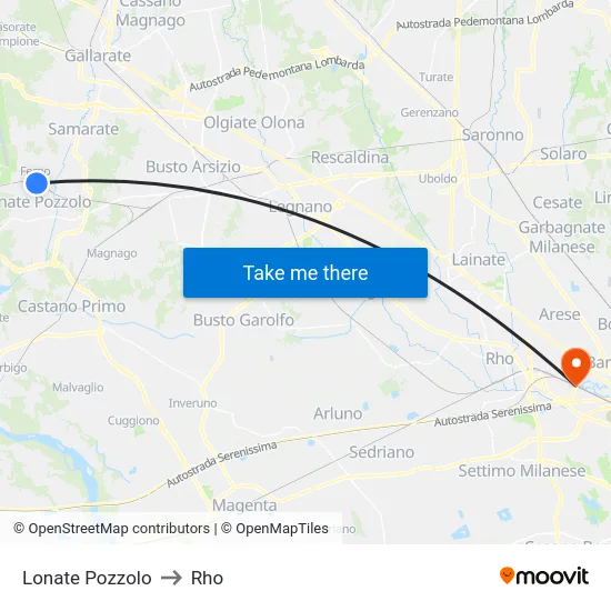 Lonate Pozzolo to Rho map