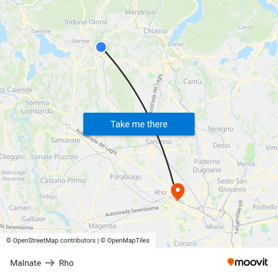 Malnate to Rho map
