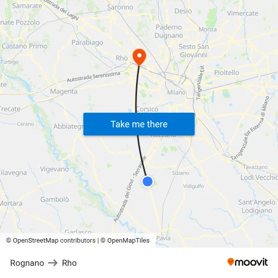 Rognano to Rho map