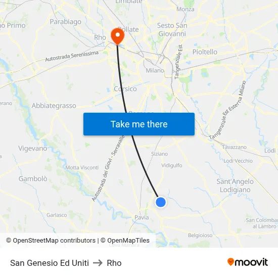 San Genesio Ed Uniti to Rho map