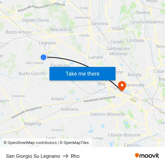 San Giorgio Su Legnano to Rho map