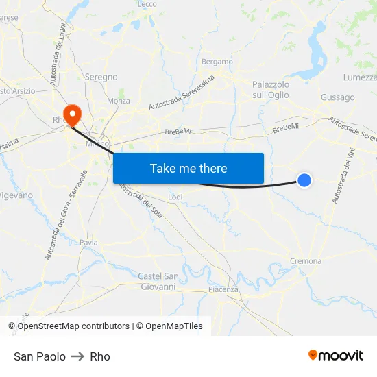 San Paolo to Rho map