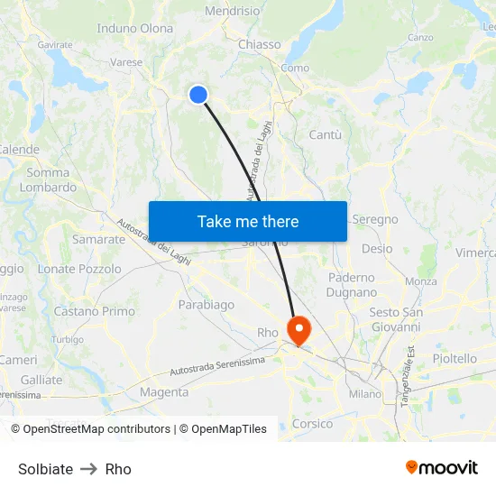 Solbiate to Rho map