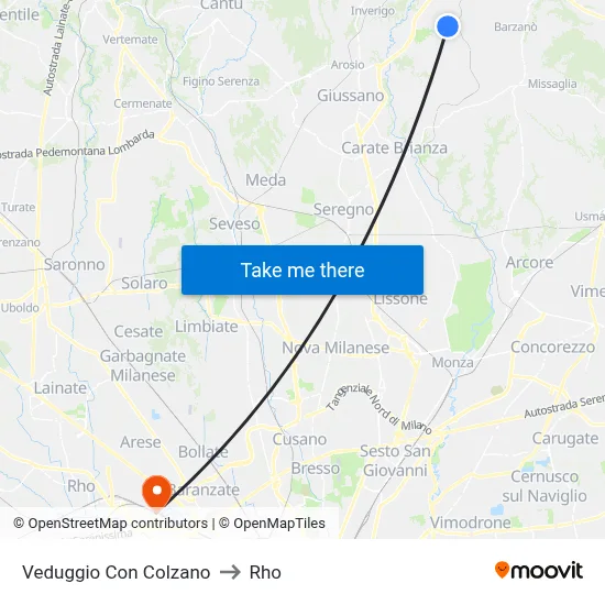 Veduggio Con Colzano to Rho map