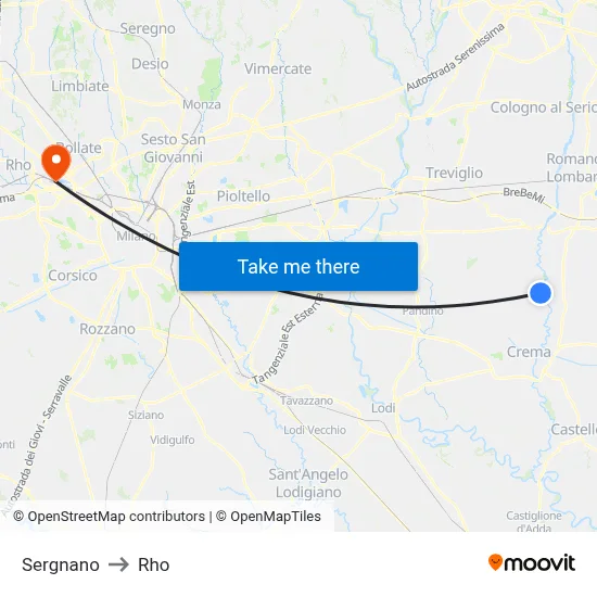 Sergnano to Rho map