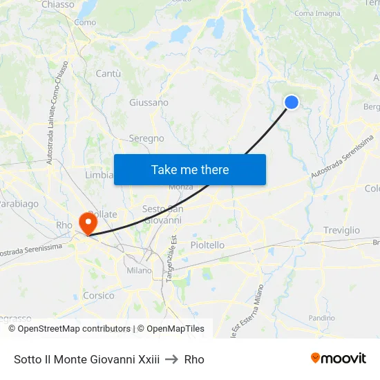 Sotto Il Monte Giovanni Xxiii to Rho map