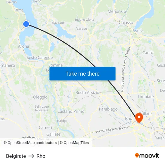 Belgirate to Rho map