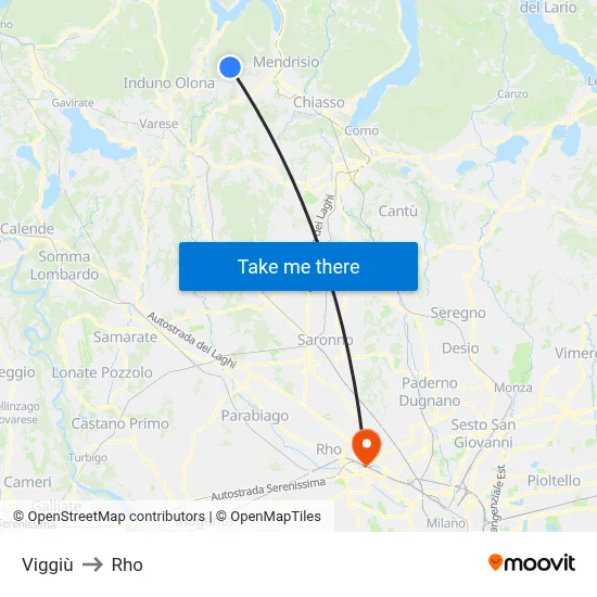 Viggiù to Rho map