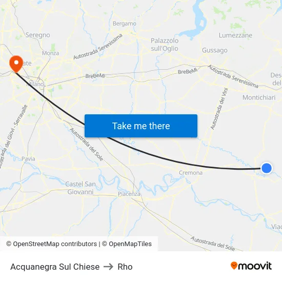 Acquanegra sul Chiese to Rho map